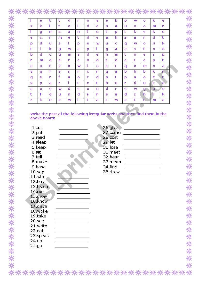 Simple Past (Irregular verbs) worksheet