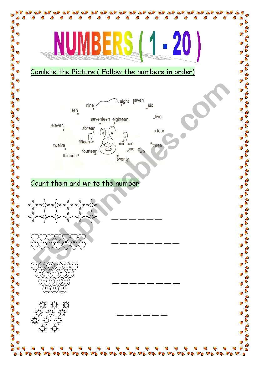 numbers ( 1-20) worksheet