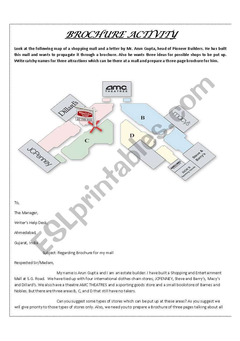 Brochure Activity worksheet