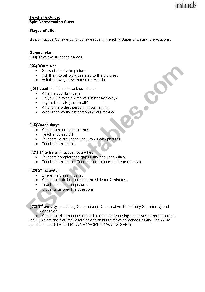 stages of life worksheet