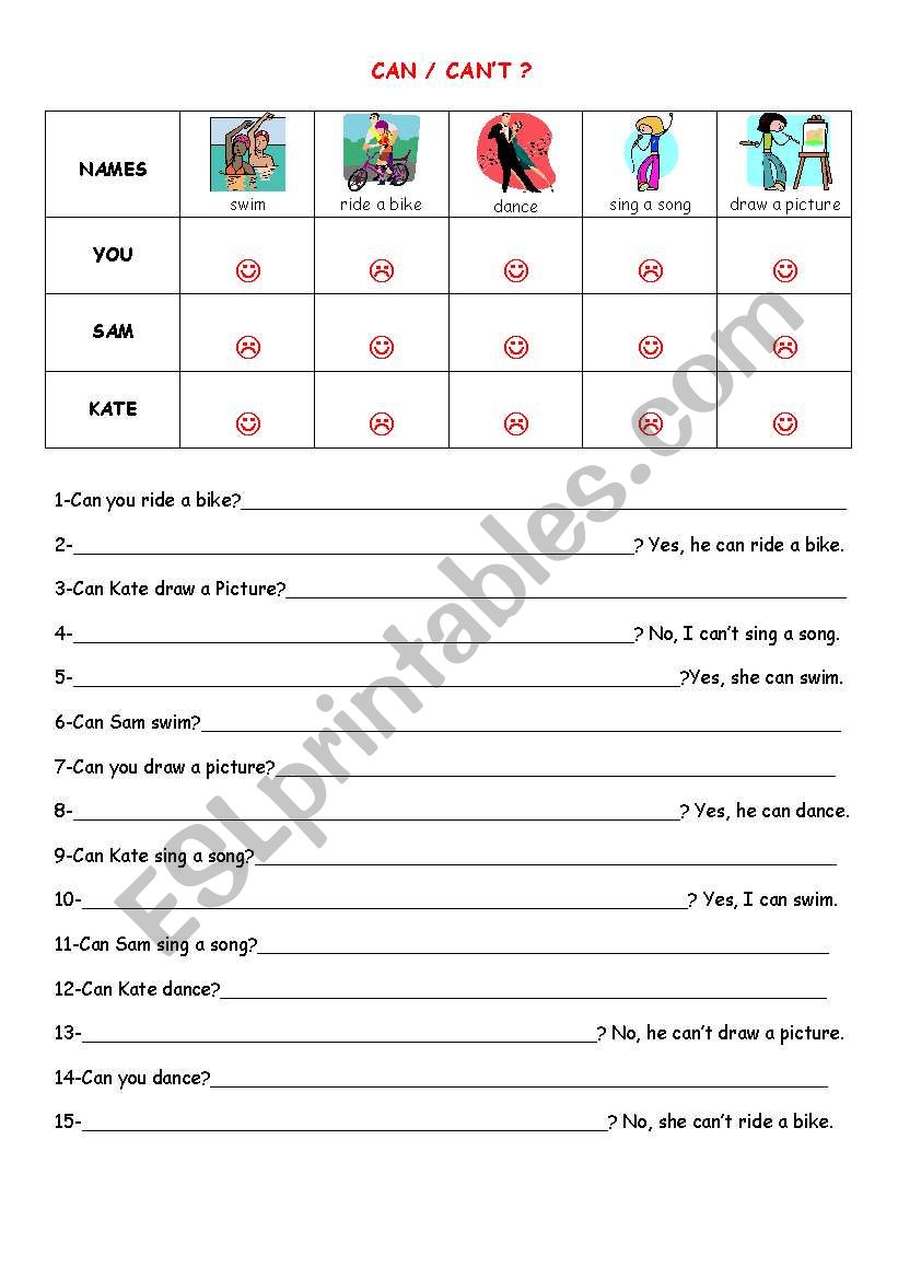 CAN / CANT worksheet