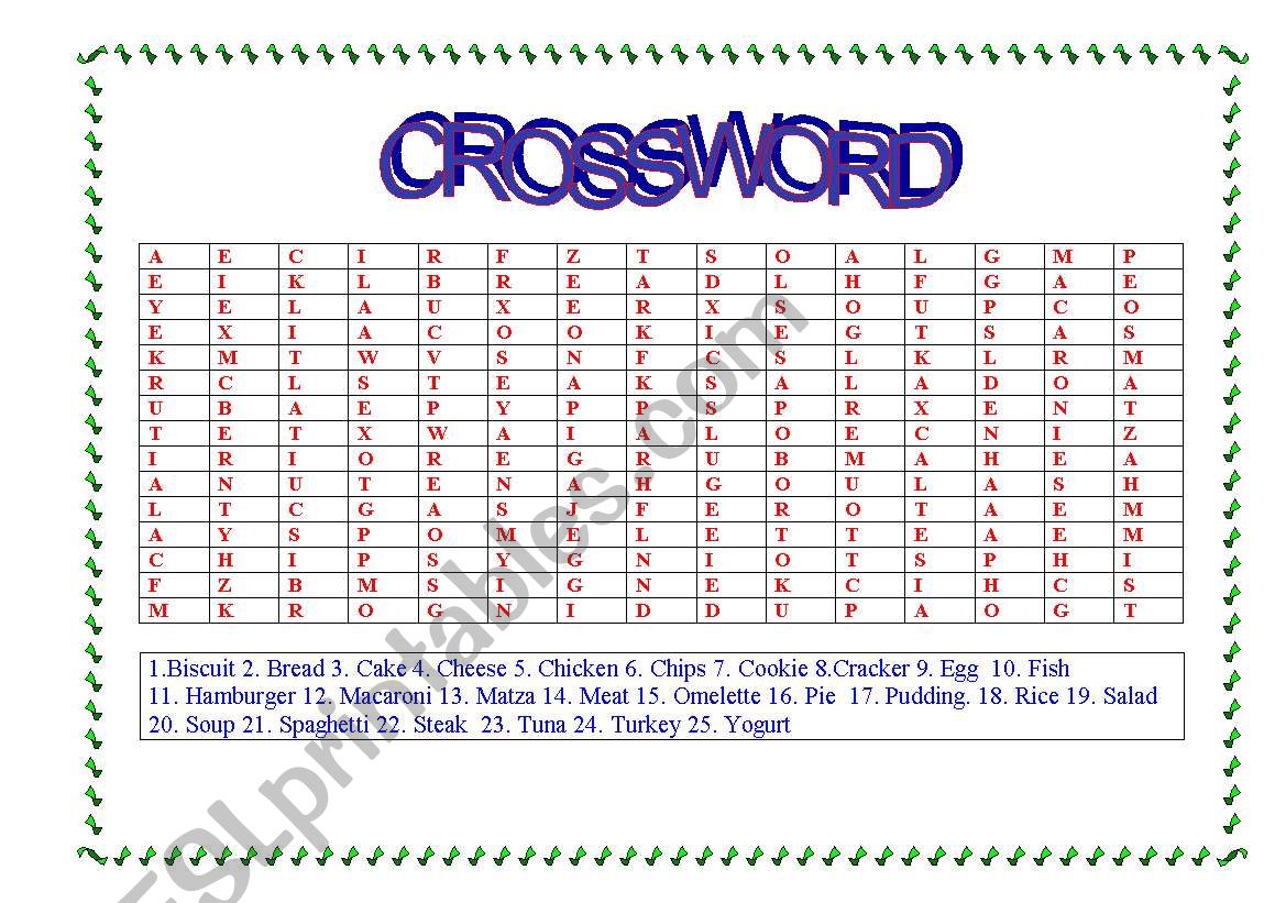 Crossword worksheet