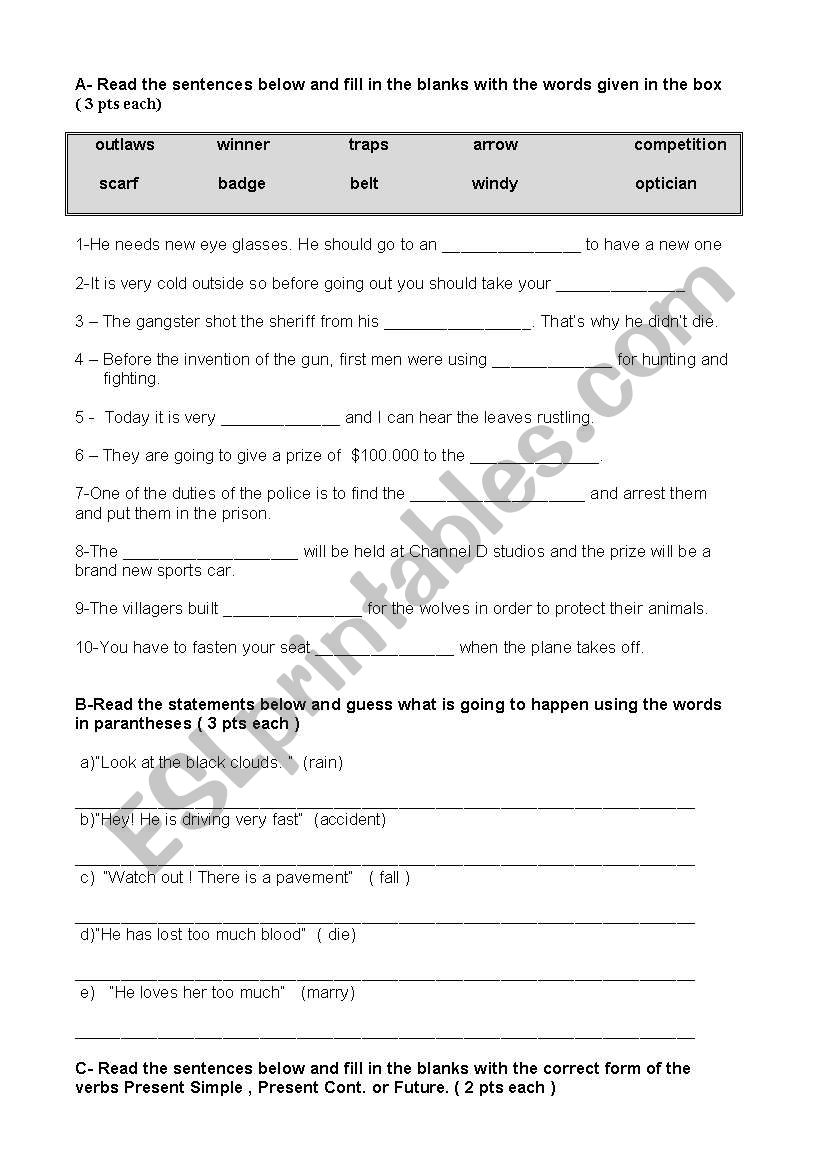 Grammar Revision worksheet