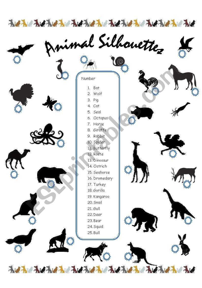 Animal Sillouettes worksheet
