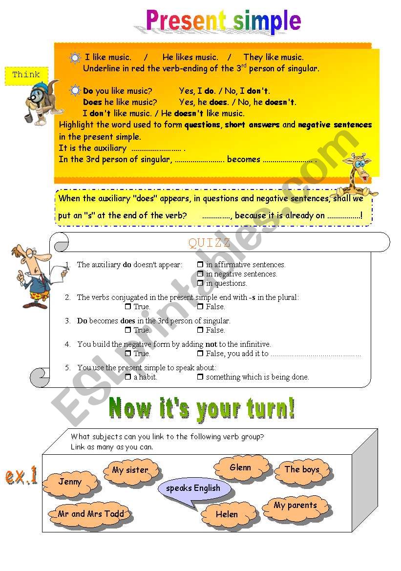 present simple: thinking + exercices