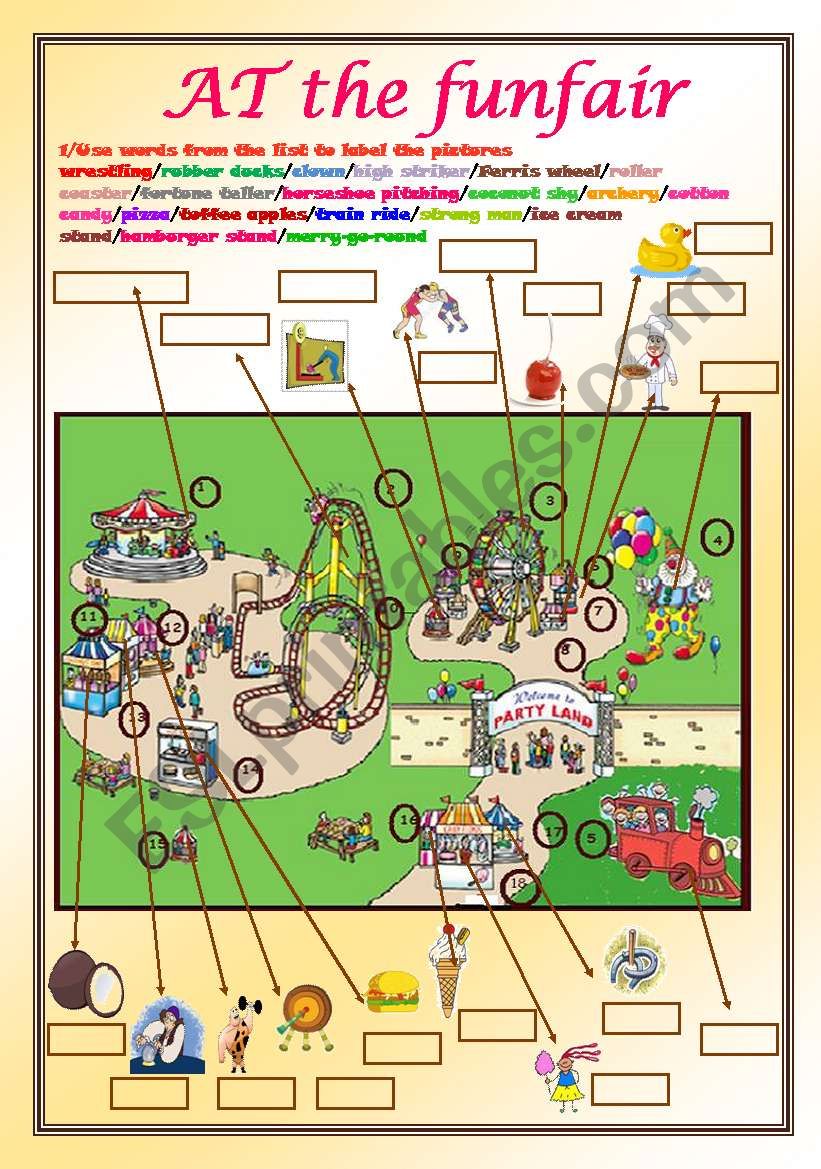 At the funfair (2 pages) worksheet