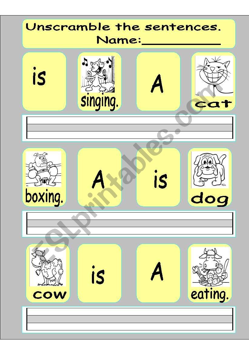 unscramble the sentences worksheet