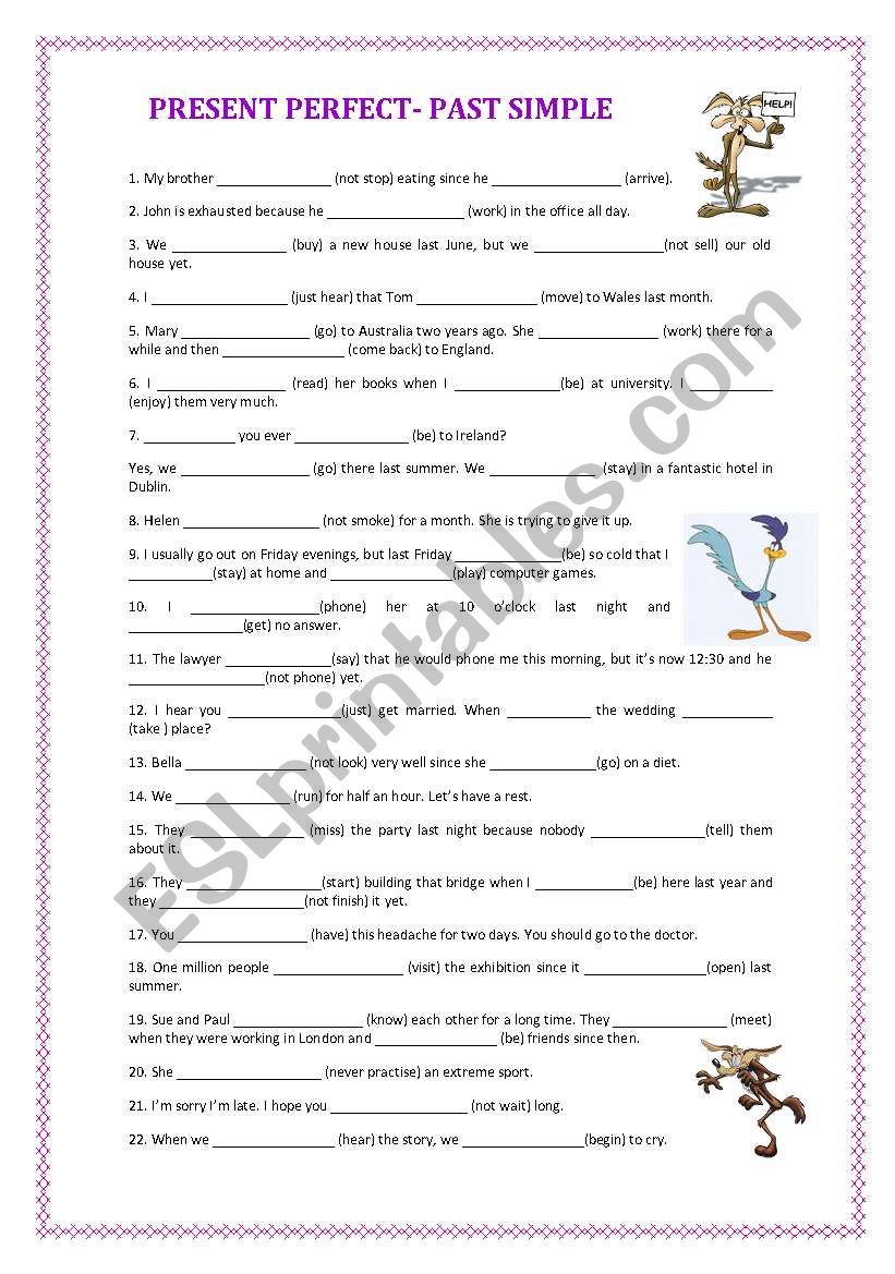 Present perfect- past simple worksheet