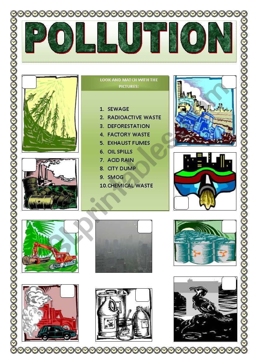 POLLUTION worksheet