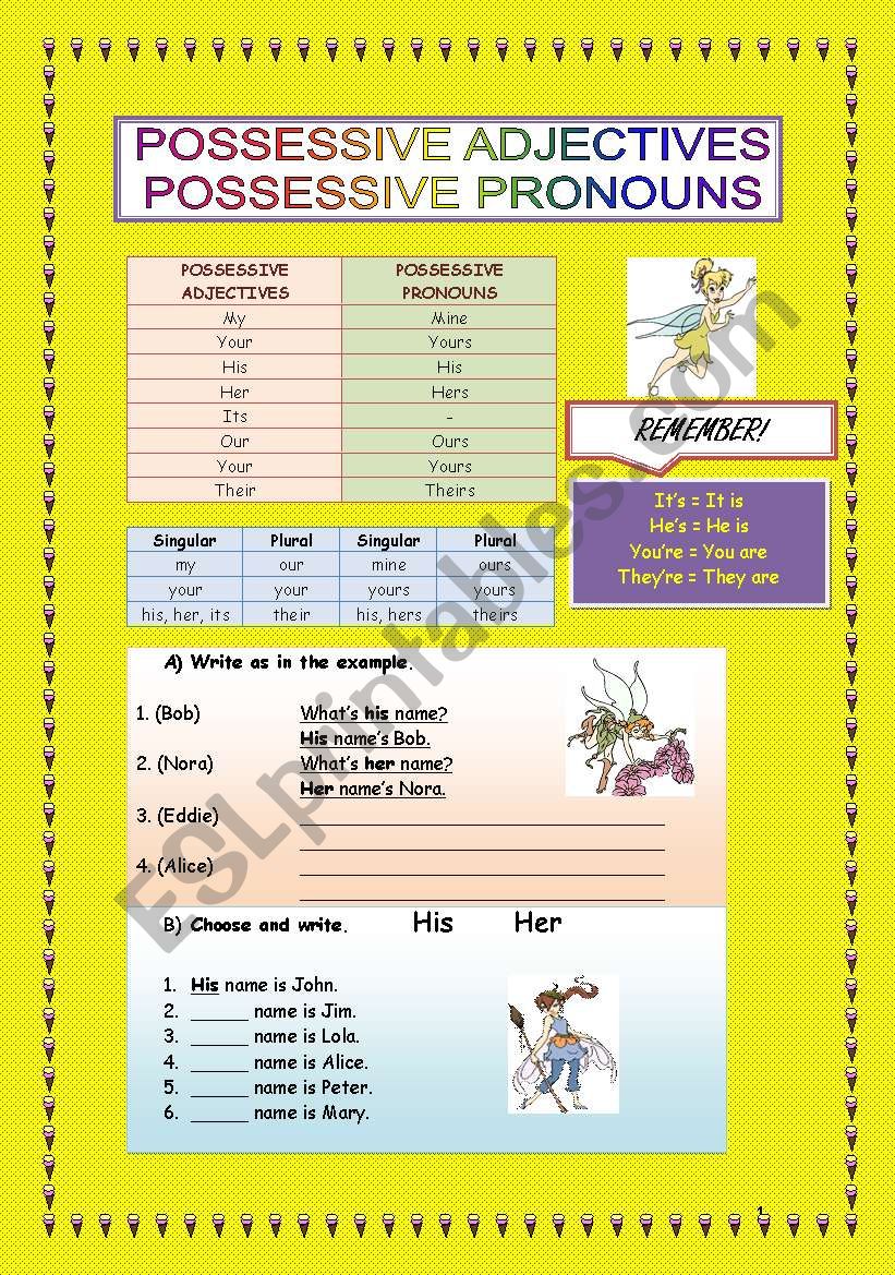 POSSESSIVE ADJECTIVES & POSSESSIVE PRONOUNS