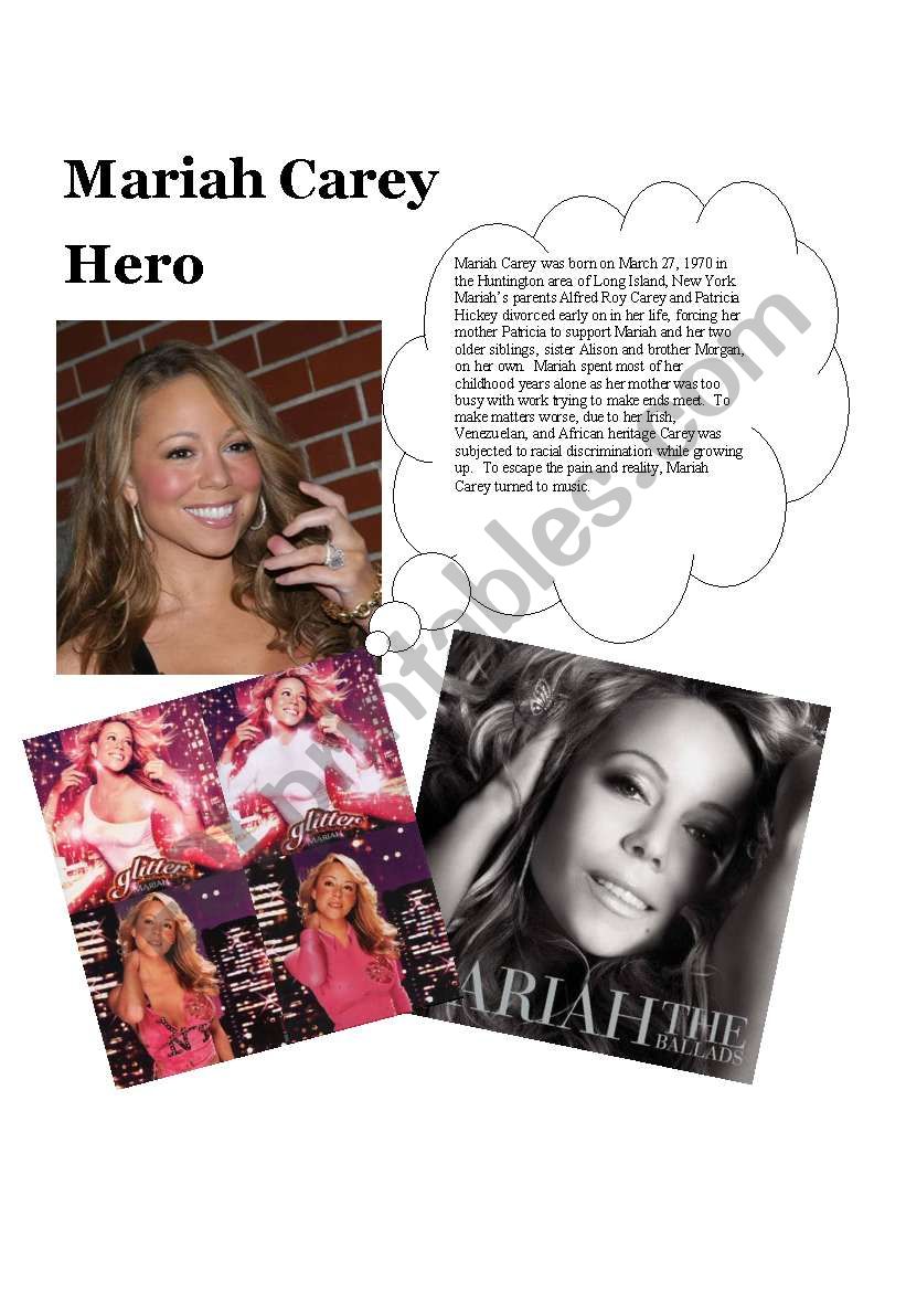 Hero by Mariah Carey worksheet