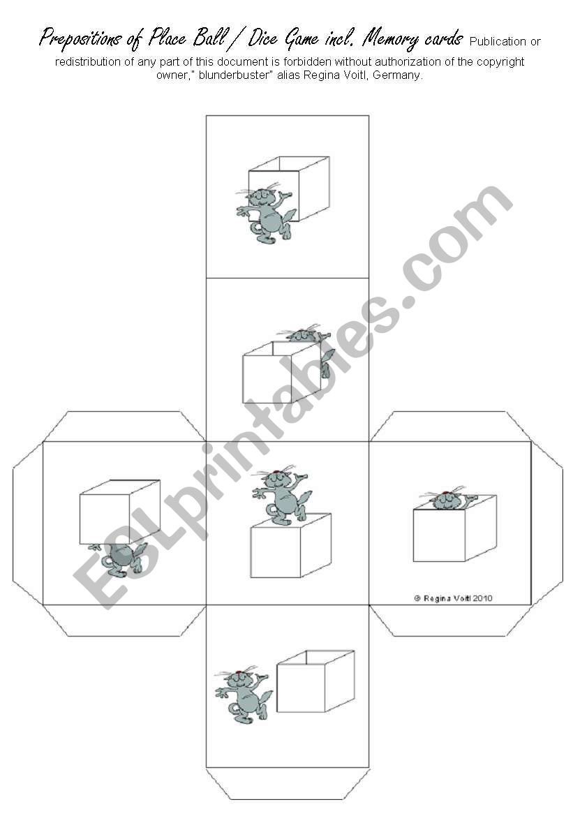 Prepositions of Place (EASY) Dice Game incl. Memory Game (by blunderbuster)