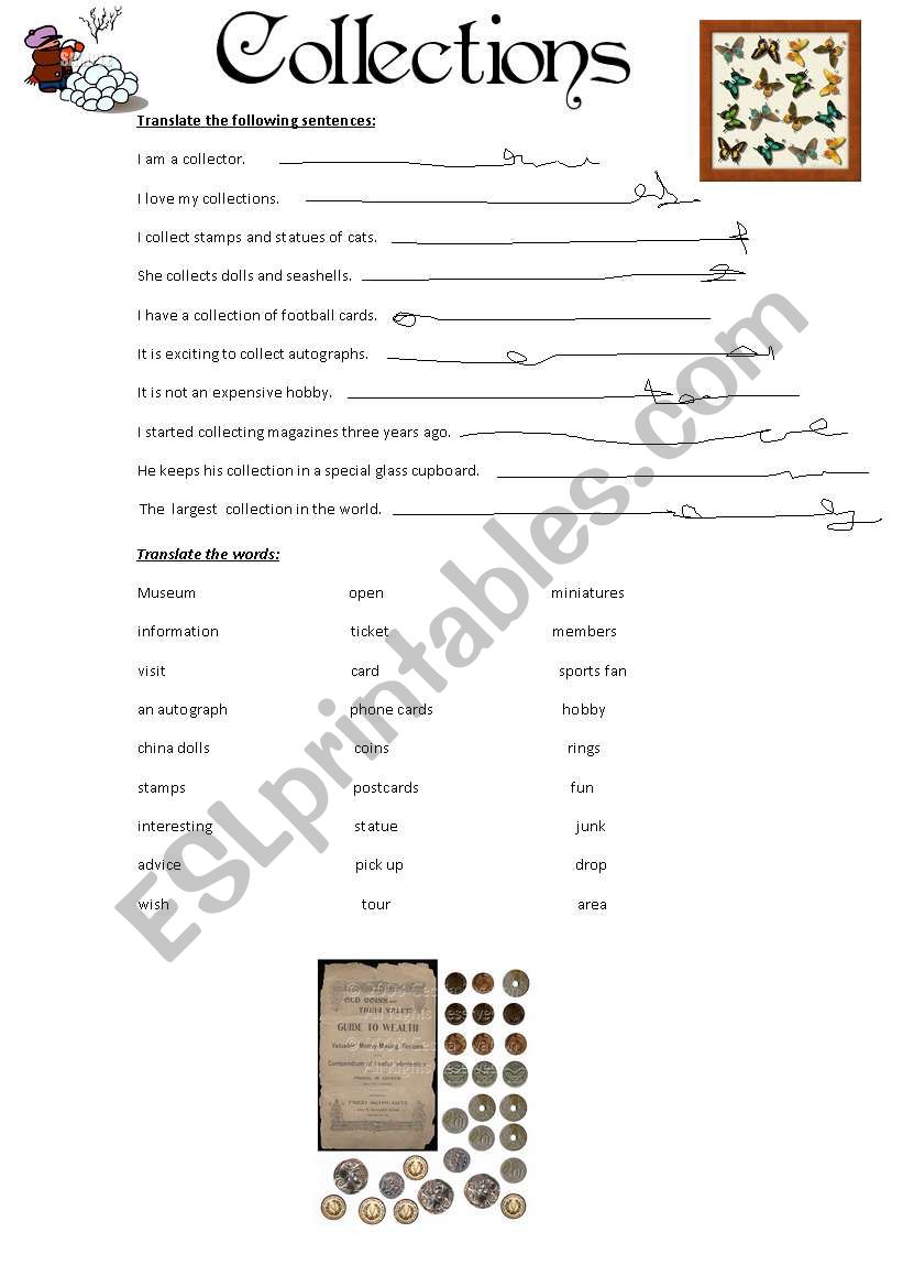 collections worksheet