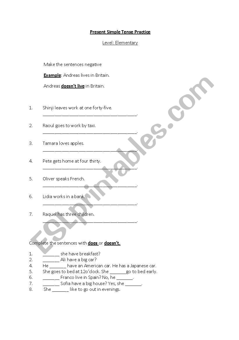 Present Simple- negatives, questions and short answers