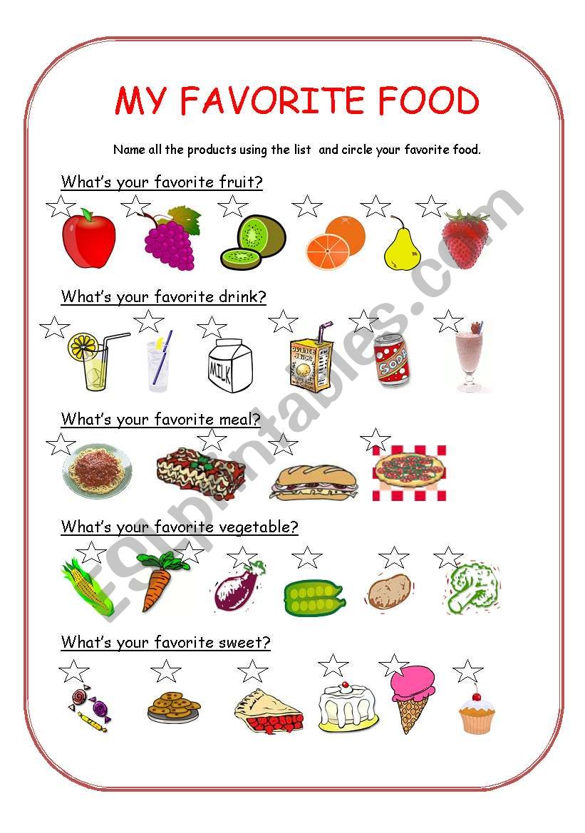 FAVORITE FOOD ESL Worksheet By Jag19