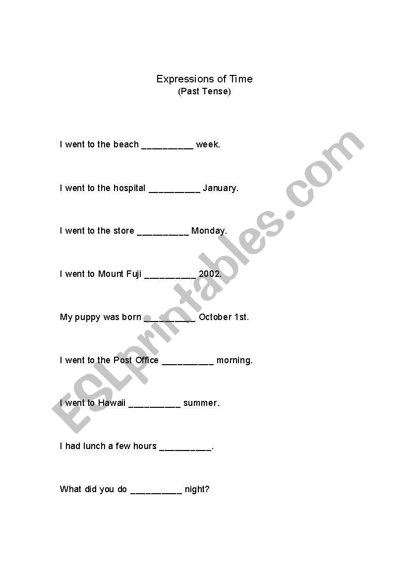 Expressions of Time  worksheet