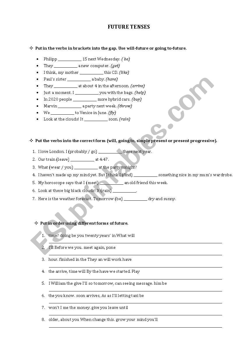 future worksheet