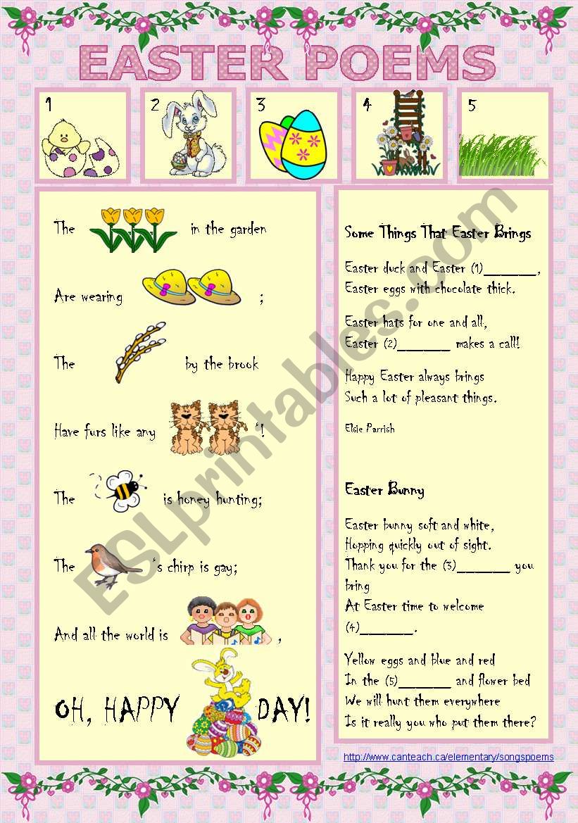 Easter poems worksheet