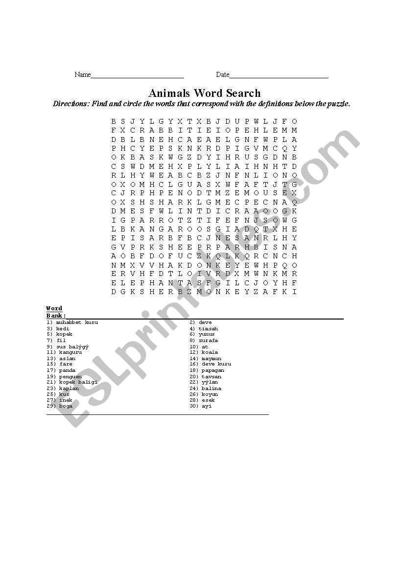 animal puzzle worksheet