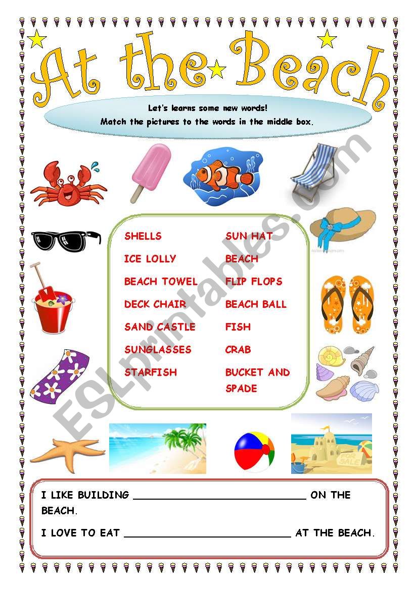 At the Beach worksheet