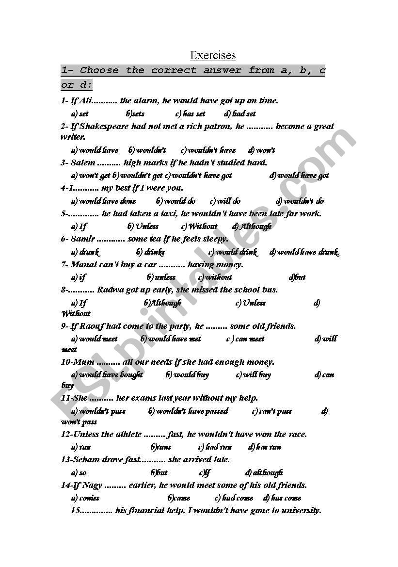 the third conditional worksheet