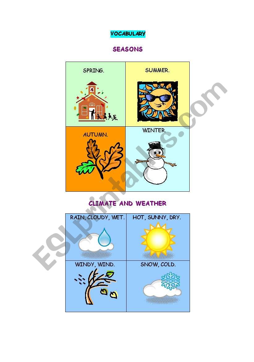 SEASONS AND WEATHER worksheet