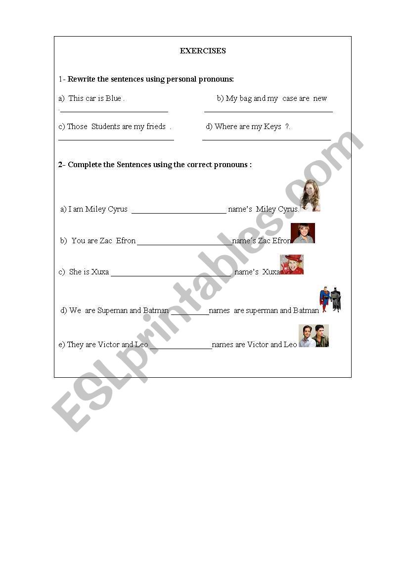 Personal Pronouns worksheet