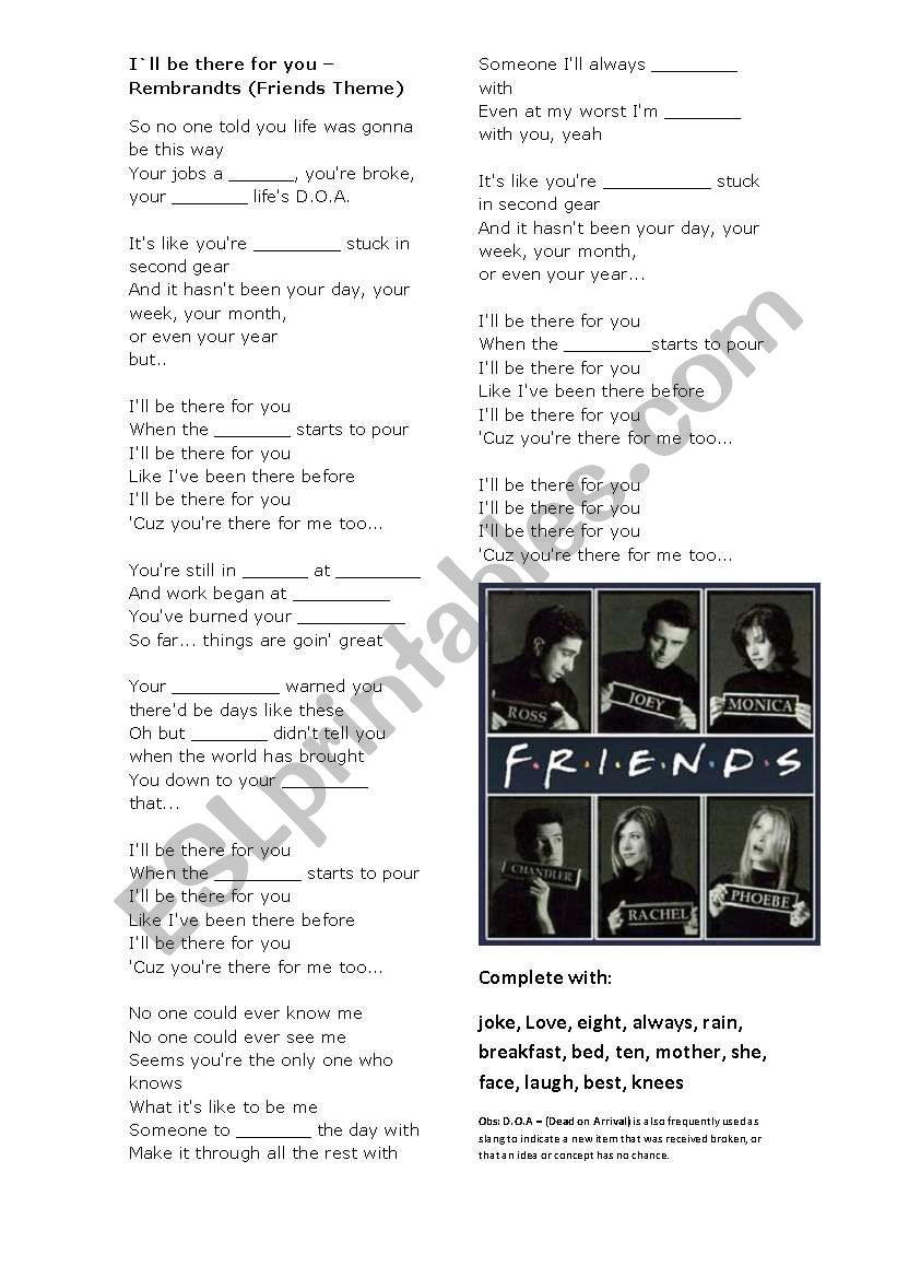 Friends Theme worksheet