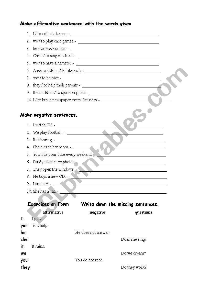 PRESENT SIMPLE  worksheet