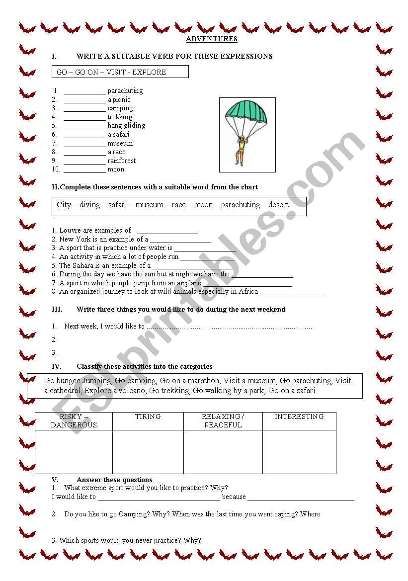 ADVENTURES VOCABULARY worksheet