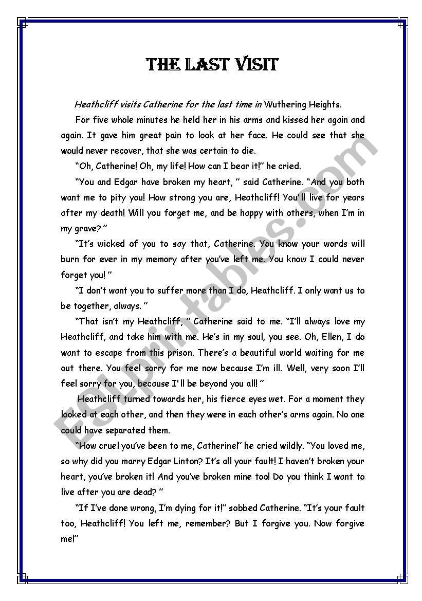 the last visit  worksheet