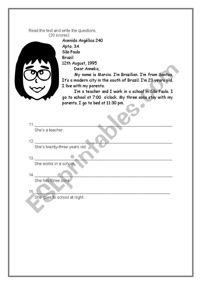 a letter  worksheet