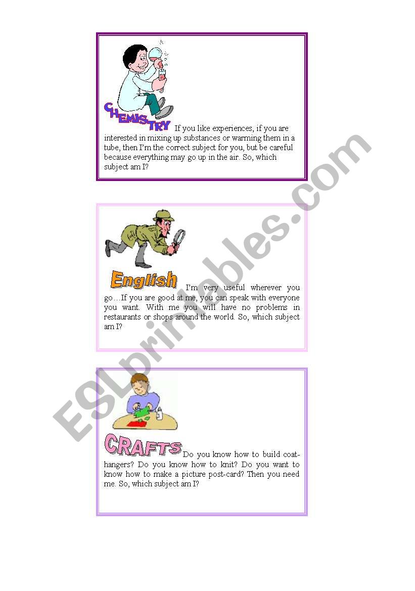 School subjects (set 2) worksheet