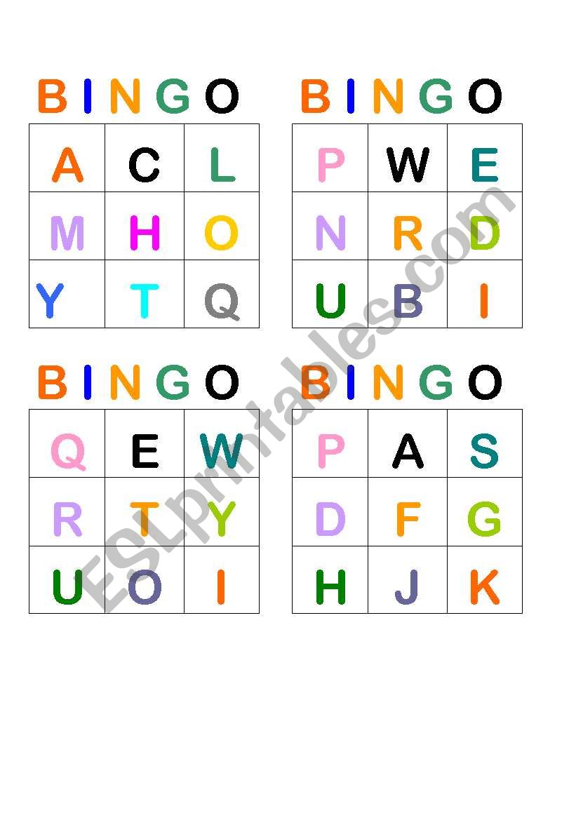 Alphabet Bingo worksheet