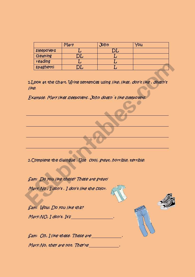 Theyre cool! Its awful! worksheet