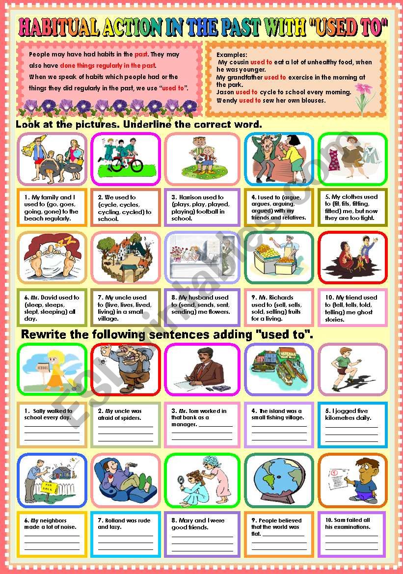 habitual-action-in-the-past-with-used-to-key-esl-worksheet-by-ayrin