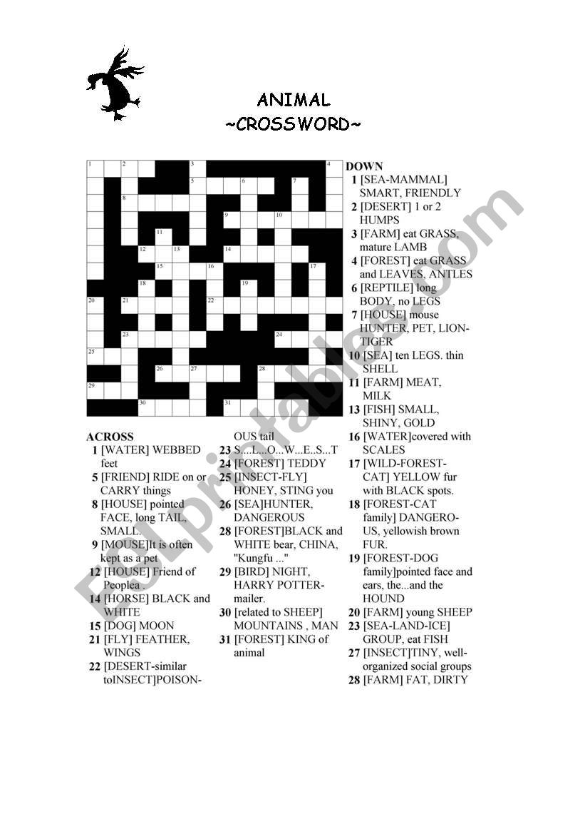 Animal Crossword worksheet