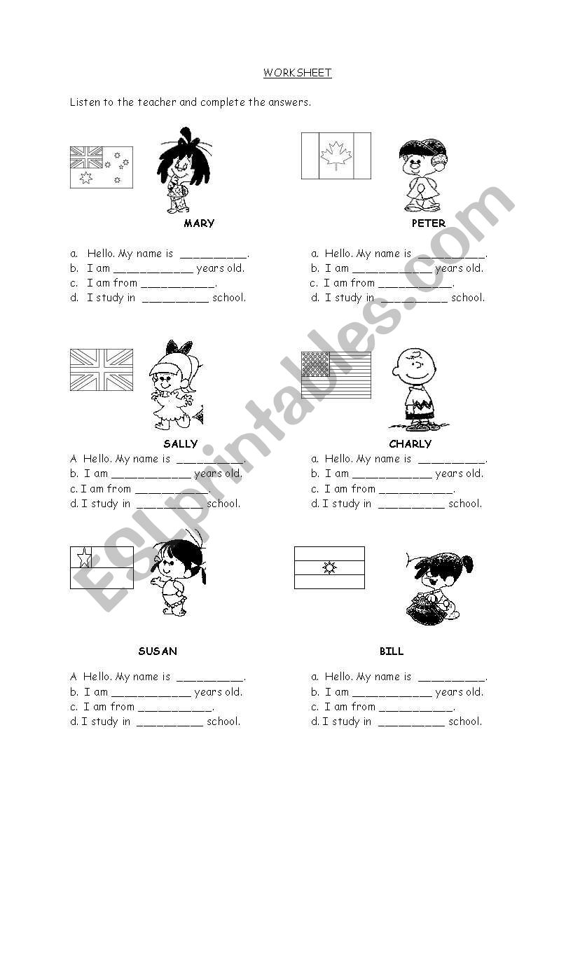 Nationalities worksheet