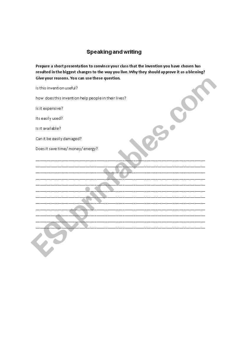 inventions worksheet