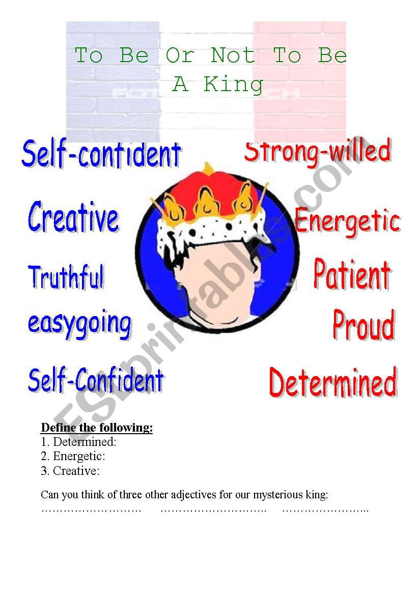 To be or not to be a king worksheet