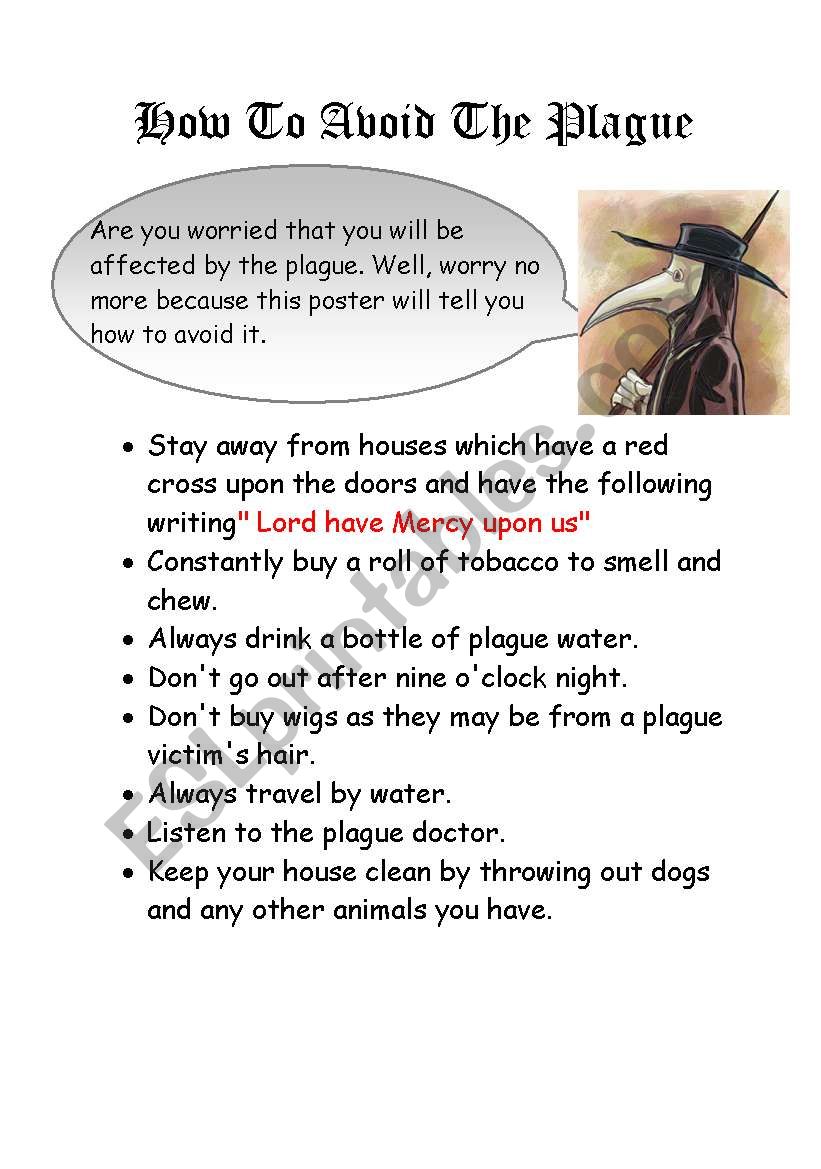 How to avoid the plague worksheet