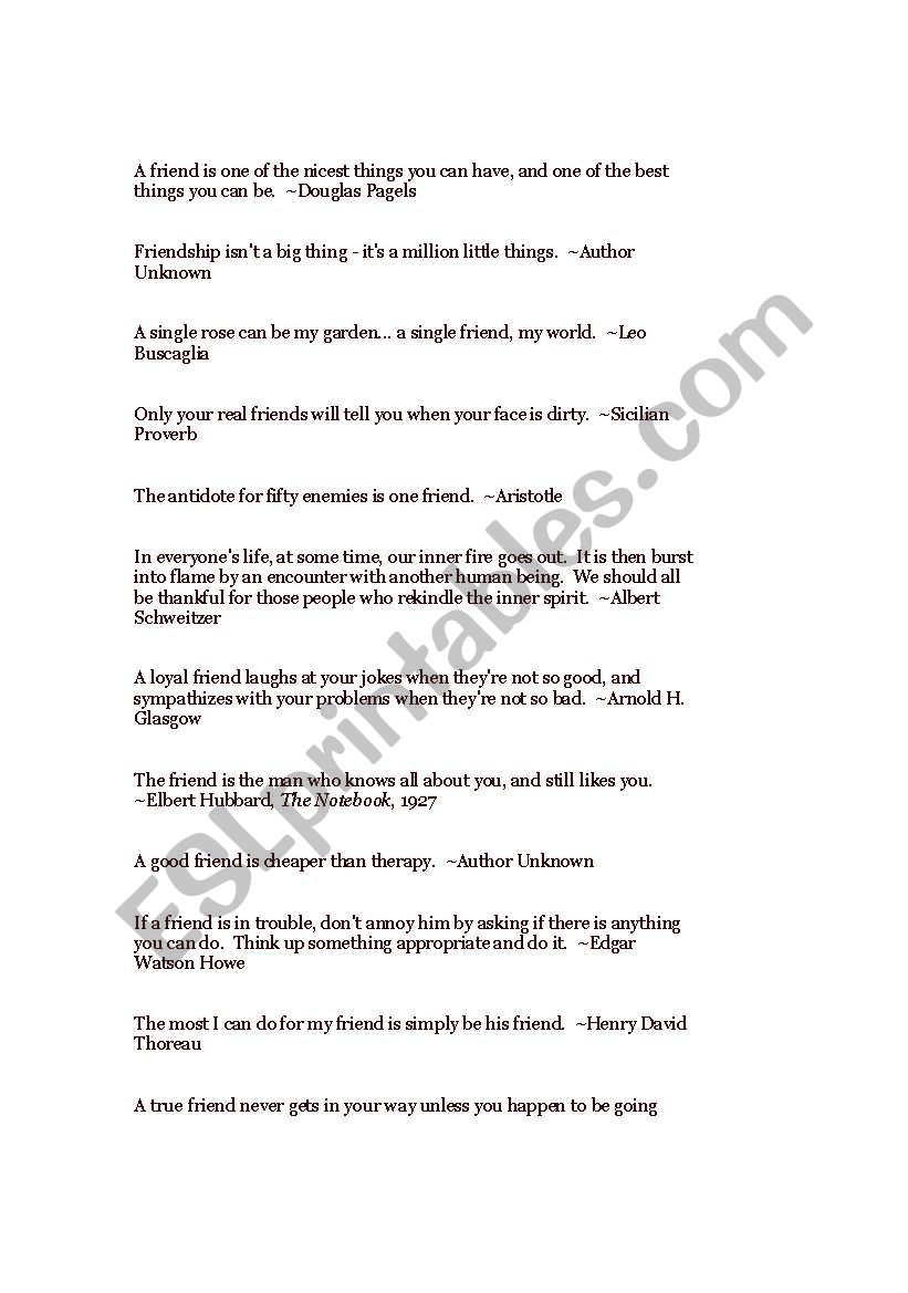 A friend worksheet