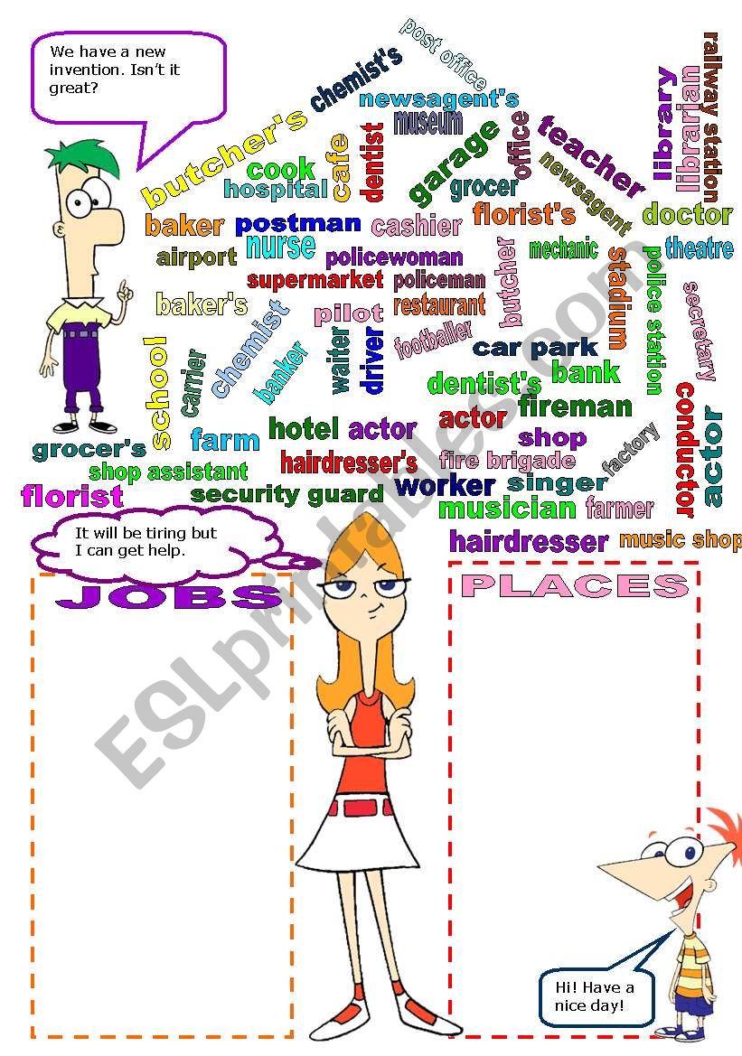 JOBS AND PLACES  worksheet