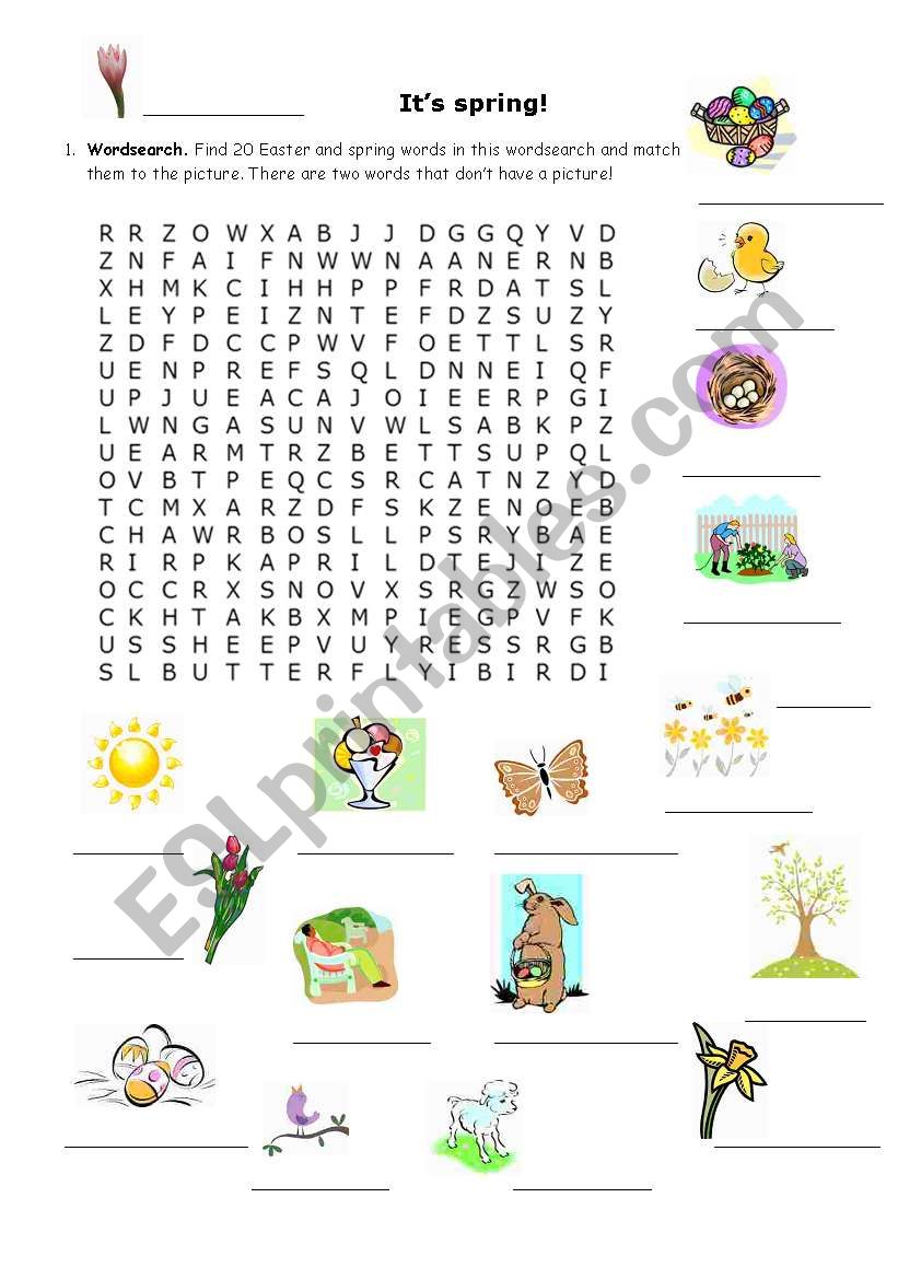 Its spring! Page 1  worksheet