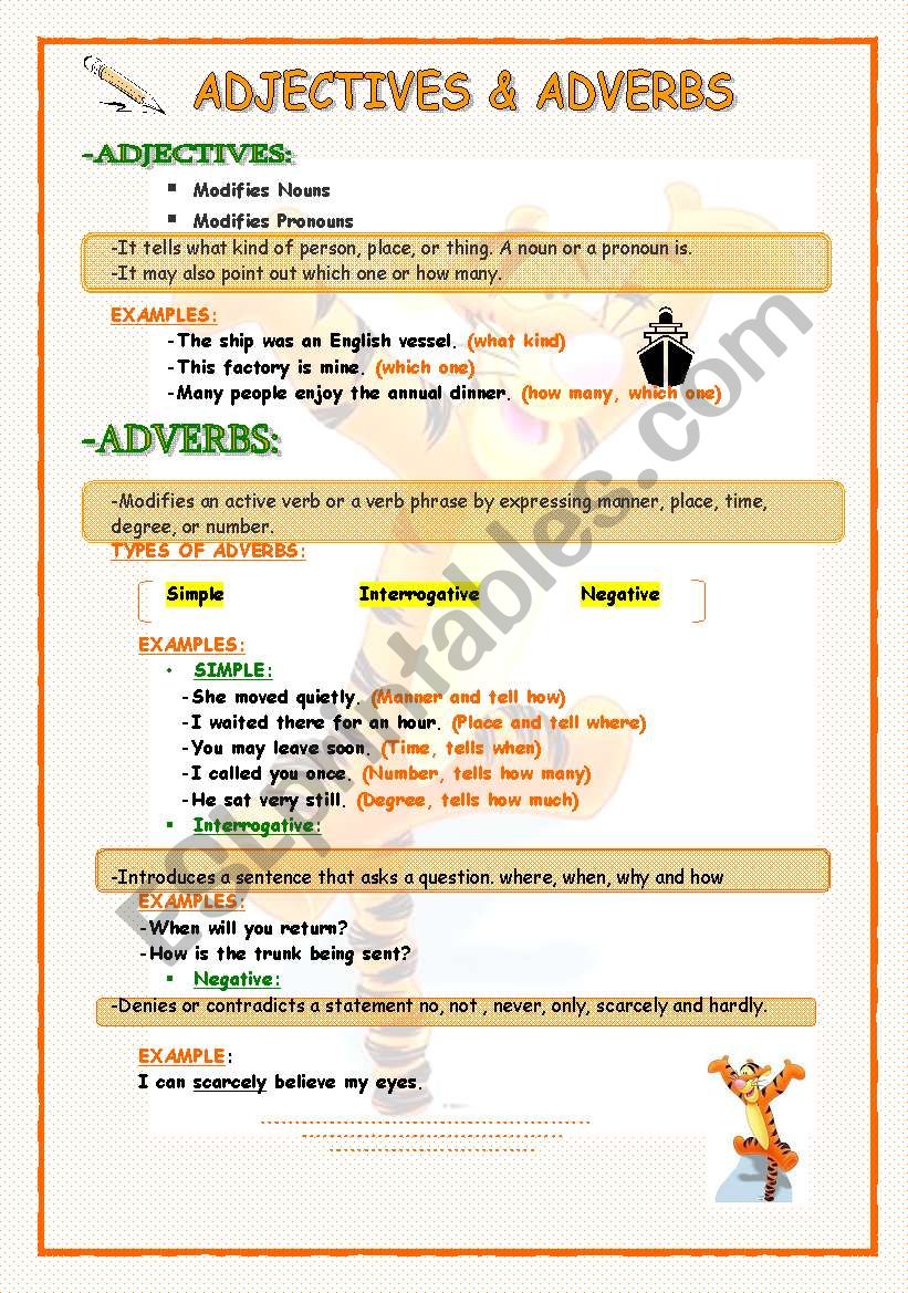 Adjectives and Adverbs worksheet