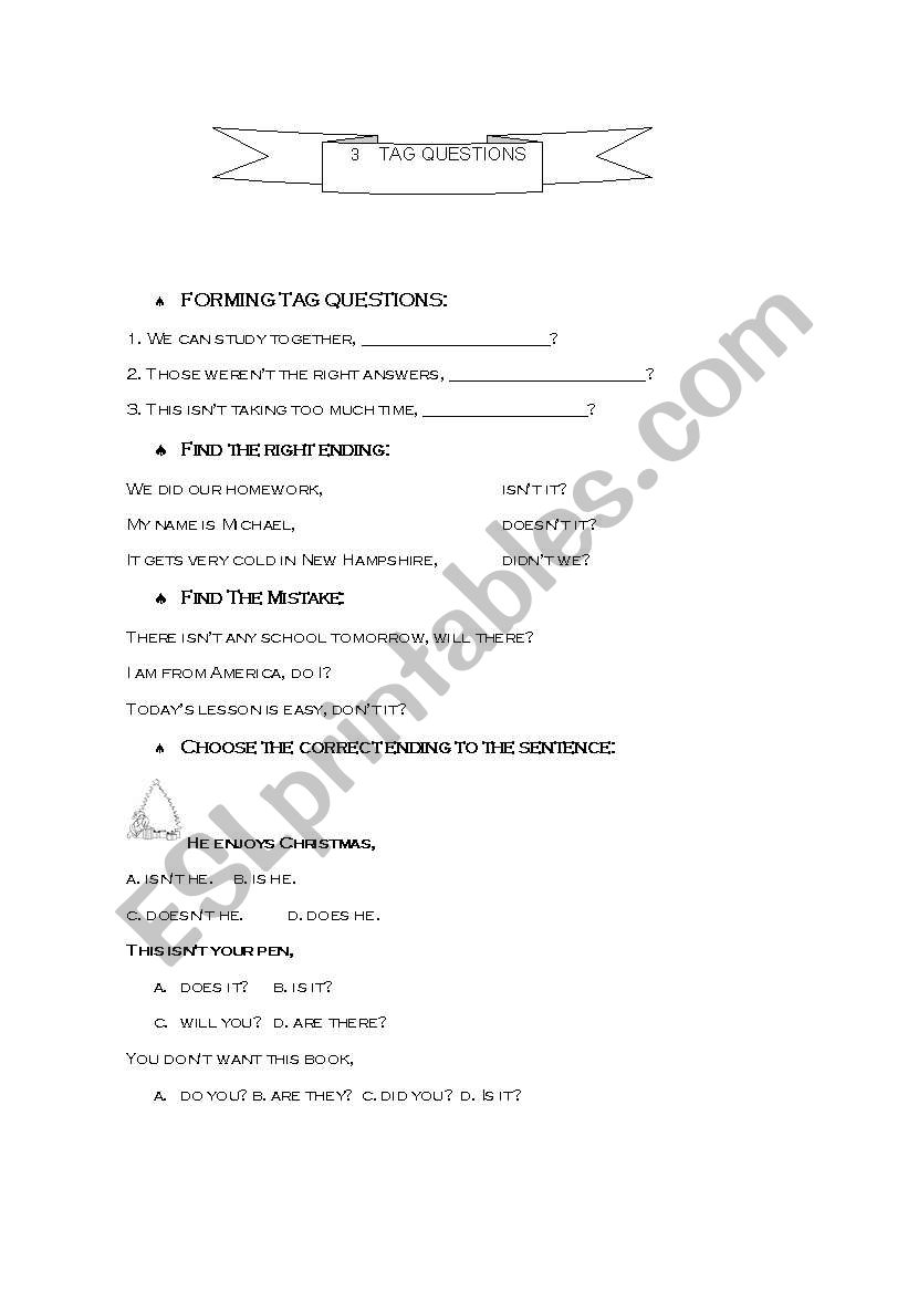 tag question worksheet