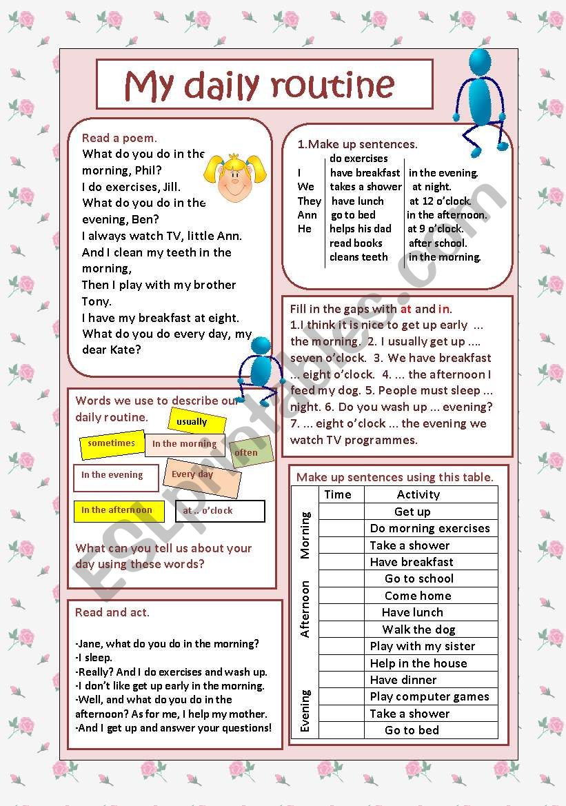 My daily routines worksheet