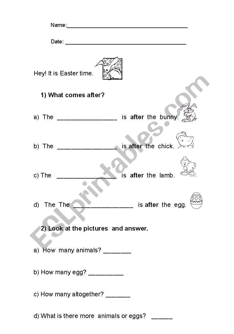 Easter sequence part 2 worksheet