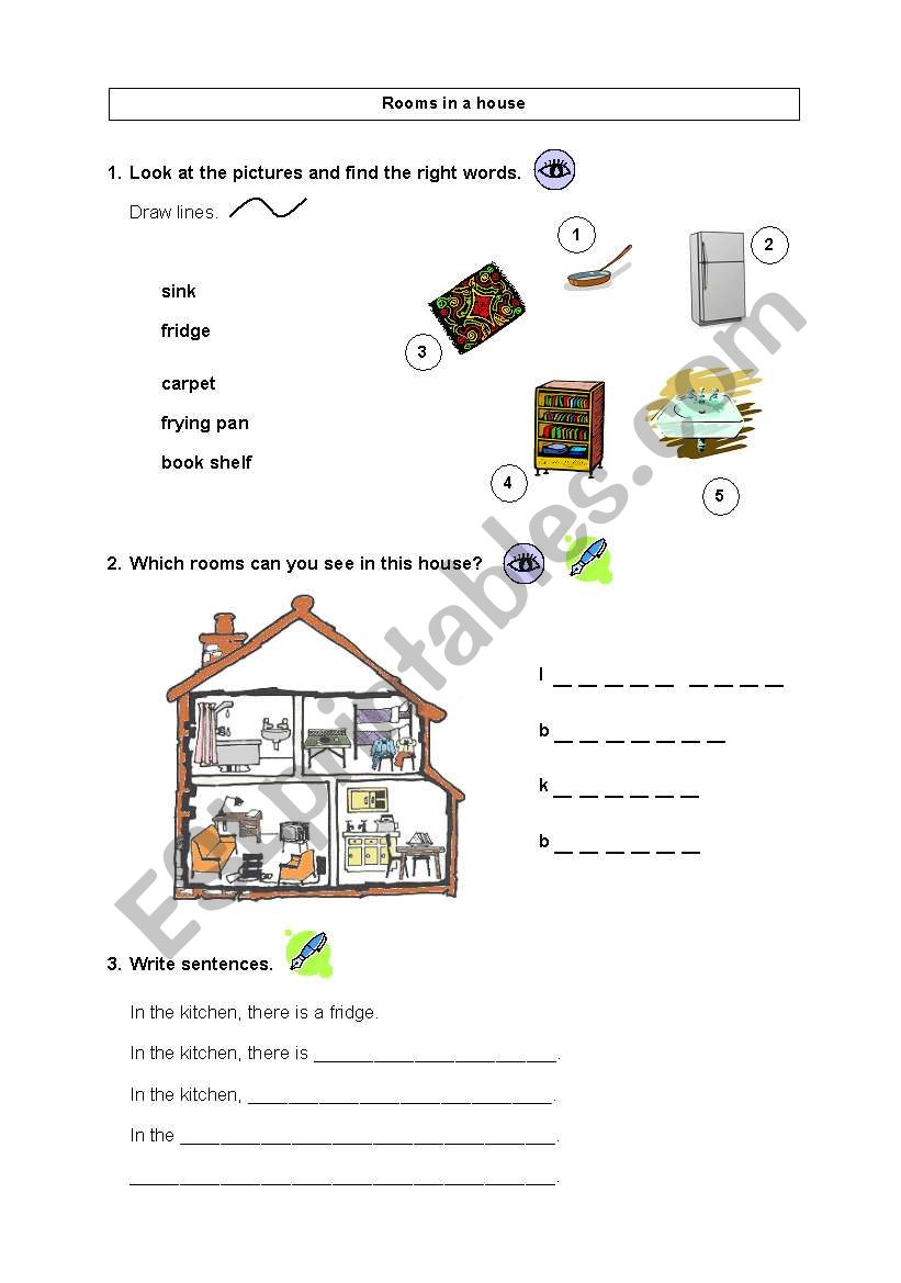 Rooms in a house worksheet