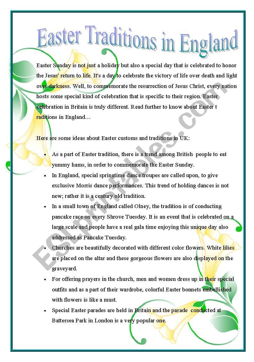 Easter Traditions in England worksheet